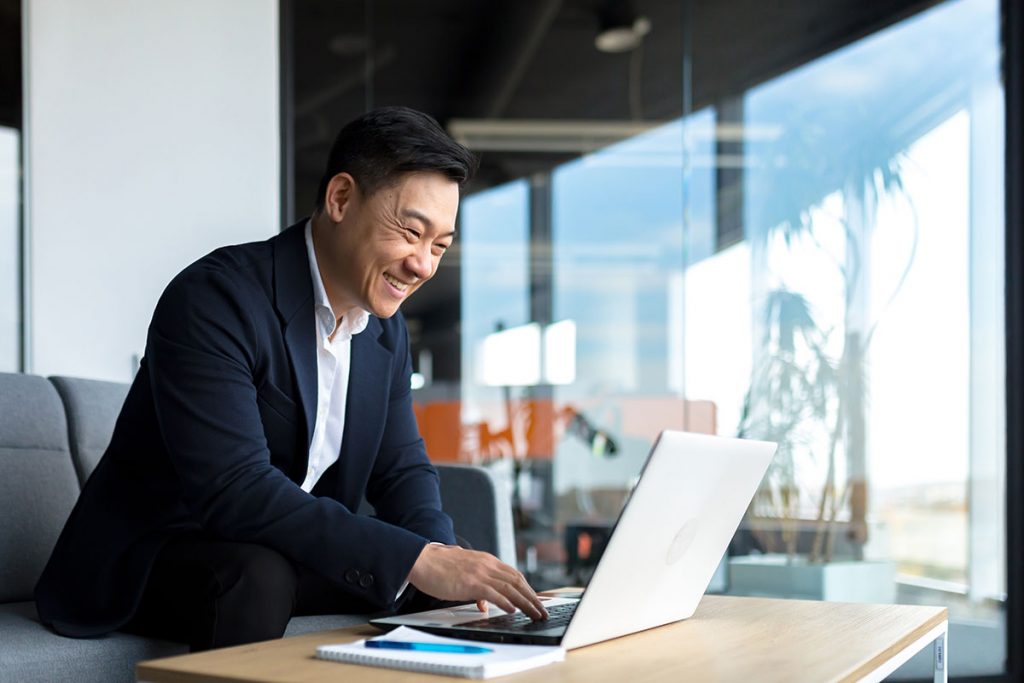 ScreenSight - Man smiling at video presentation